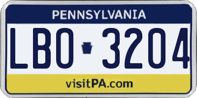 PA license plate LBO3204