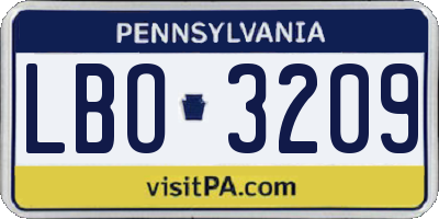 PA license plate LBO3209