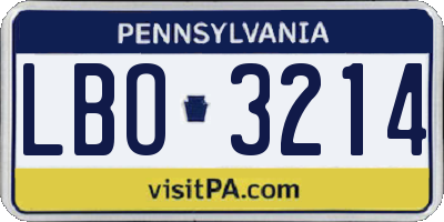 PA license plate LBO3214