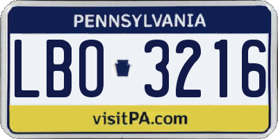 PA license plate LBO3216