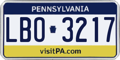 PA license plate LBO3217