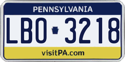PA license plate LBO3218