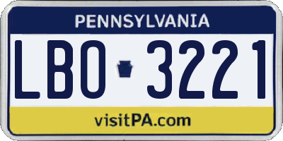 PA license plate LBO3221