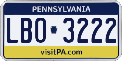 PA license plate LBO3222