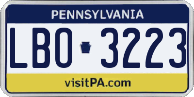 PA license plate LBO3223