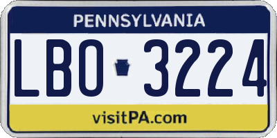 PA license plate LBO3224