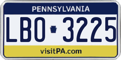PA license plate LBO3225