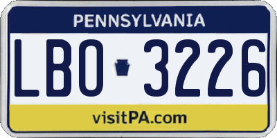 PA license plate LBO3226