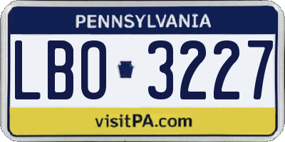 PA license plate LBO3227