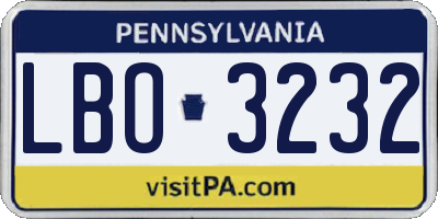 PA license plate LBO3232