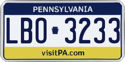 PA license plate LBO3233