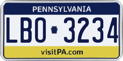 PA license plate LBO3234