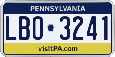 PA license plate LBO3241