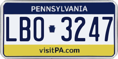 PA license plate LBO3247