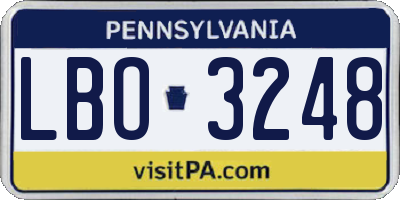 PA license plate LBO3248