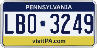 PA license plate LBO3249