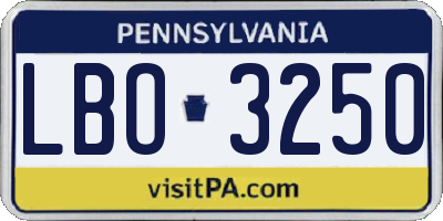 PA license plate LBO3250