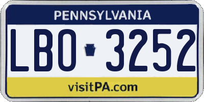 PA license plate LBO3252