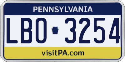 PA license plate LBO3254