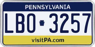 PA license plate LBO3257