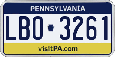 PA license plate LBO3261