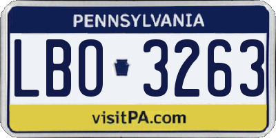 PA license plate LBO3263