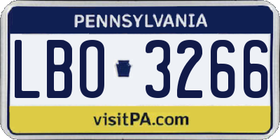 PA license plate LBO3266
