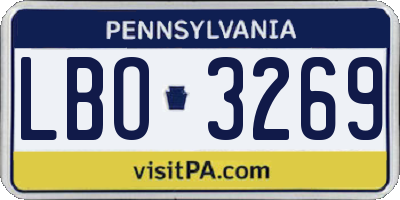 PA license plate LBO3269