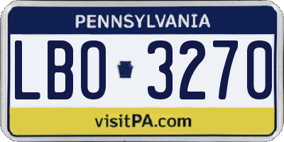 PA license plate LBO3270