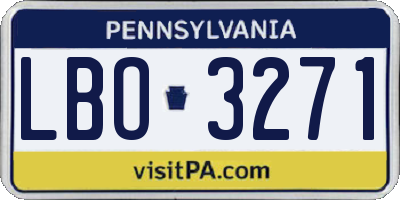 PA license plate LBO3271