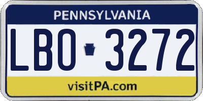 PA license plate LBO3272