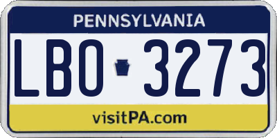 PA license plate LBO3273