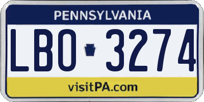 PA license plate LBO3274