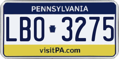 PA license plate LBO3275