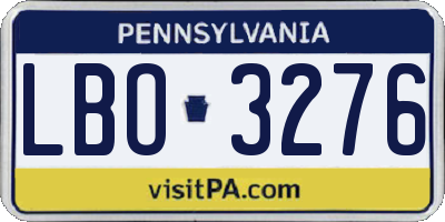 PA license plate LBO3276