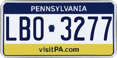 PA license plate LBO3277
