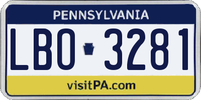 PA license plate LBO3281
