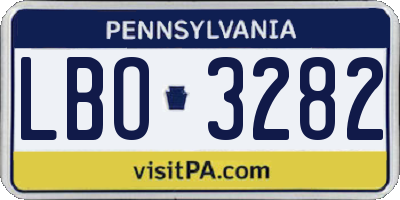 PA license plate LBO3282