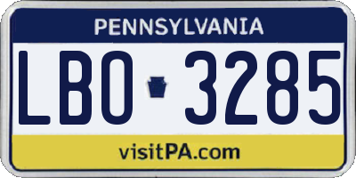 PA license plate LBO3285