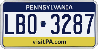PA license plate LBO3287