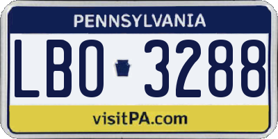 PA license plate LBO3288