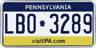 PA license plate LBO3289
