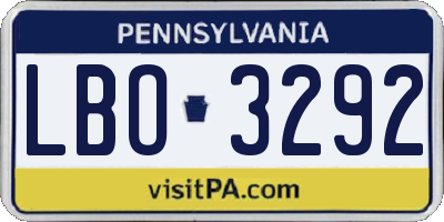 PA license plate LBO3292