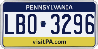 PA license plate LBO3296