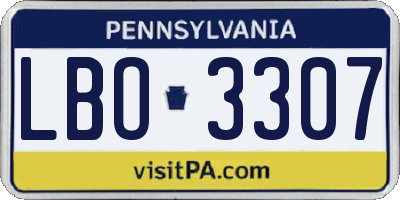 PA license plate LBO3307