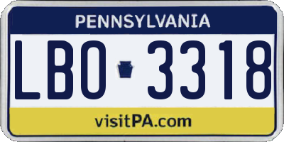 PA license plate LBO3318