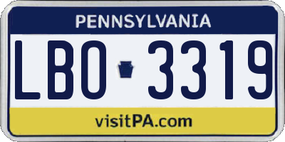 PA license plate LBO3319