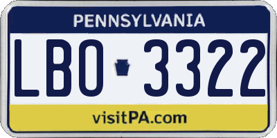 PA license plate LBO3322