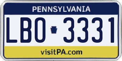 PA license plate LBO3331