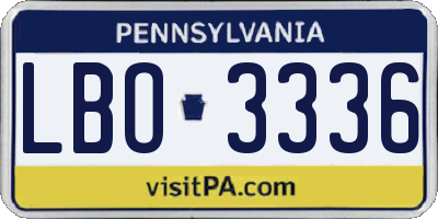 PA license plate LBO3336